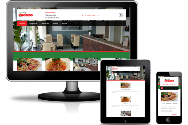Wordpress Website - Pizzeria Pronto Delbrück-Boke