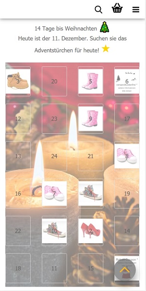 Gambio Adventskalender - responsive Darstellung auf Smartphone