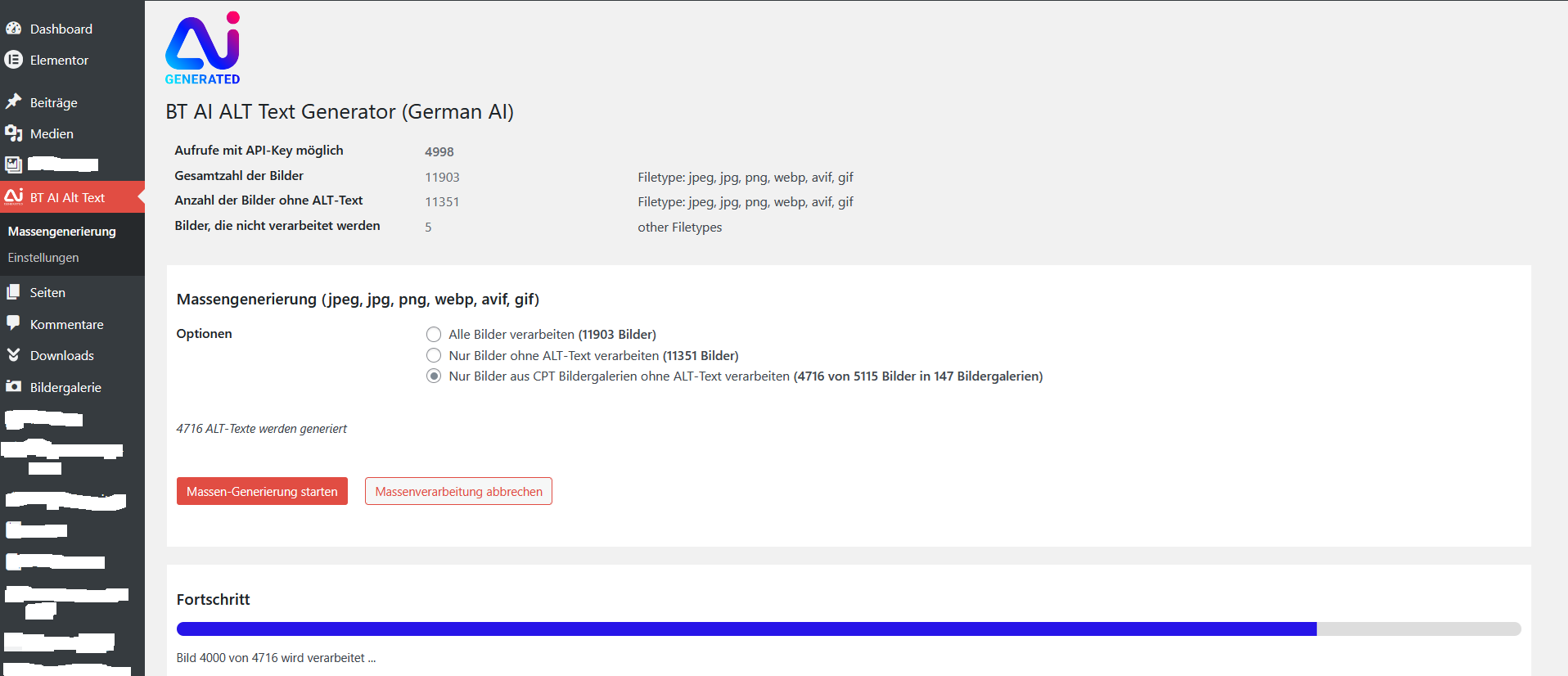 Massengenerierung AI ALT Texte mit individuellen Anpassungen für Custom Post Type