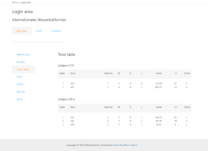 Mehrsprachiges Plugin - WordPress - Turnierverwaltung - Frontend