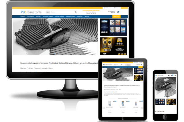 PBS Baustoffe - Gambio-Shop mit Theme Honeygrid und Versandkostenberechnung nach PLZ und Gewicht