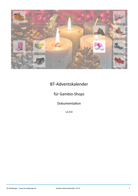 Titelblatt Dokumentation BT-Advenskalender für Gambio-Shops