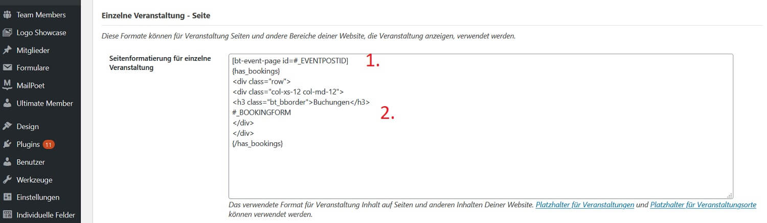 Wordpress Veranstaltungen mit Plugin individualisieren