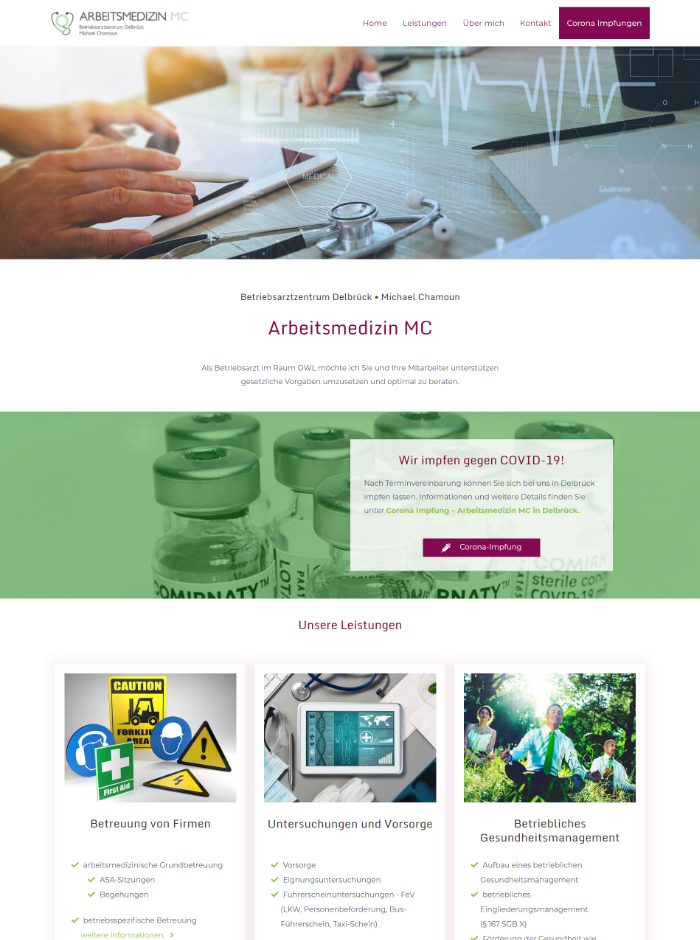 Arbeitsmedizin Delbrück - WordPress Website