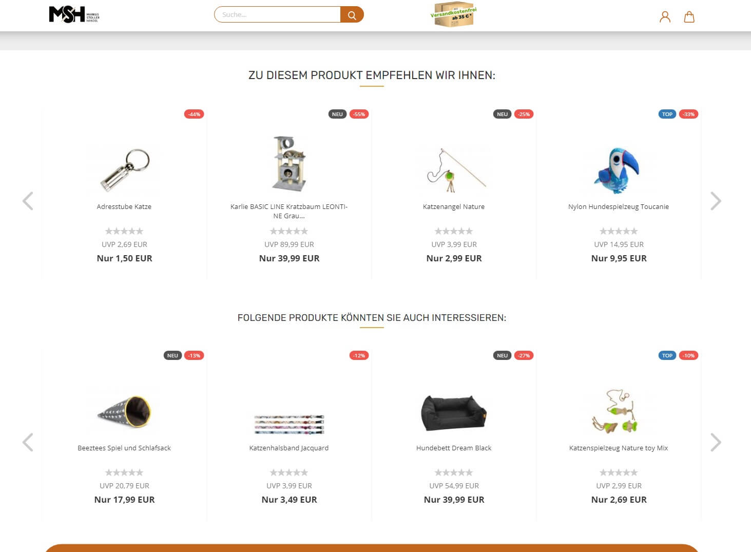 Gambio Shop: Zu diesem Produkt empfehlen wir